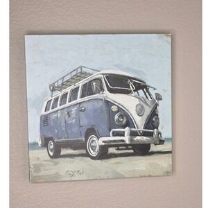 Darren Gygi Vintage VW Volkswagen Blue Beach Cruiser Wall Art Signed Painting